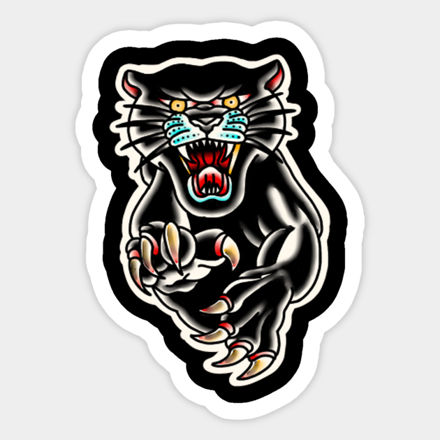Black Panther Traditional Tattoo - Traditional Tattoo - Sticker | TeePublic